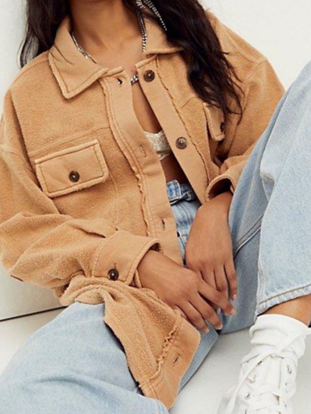 Free people Ruby farther shores tan shacket